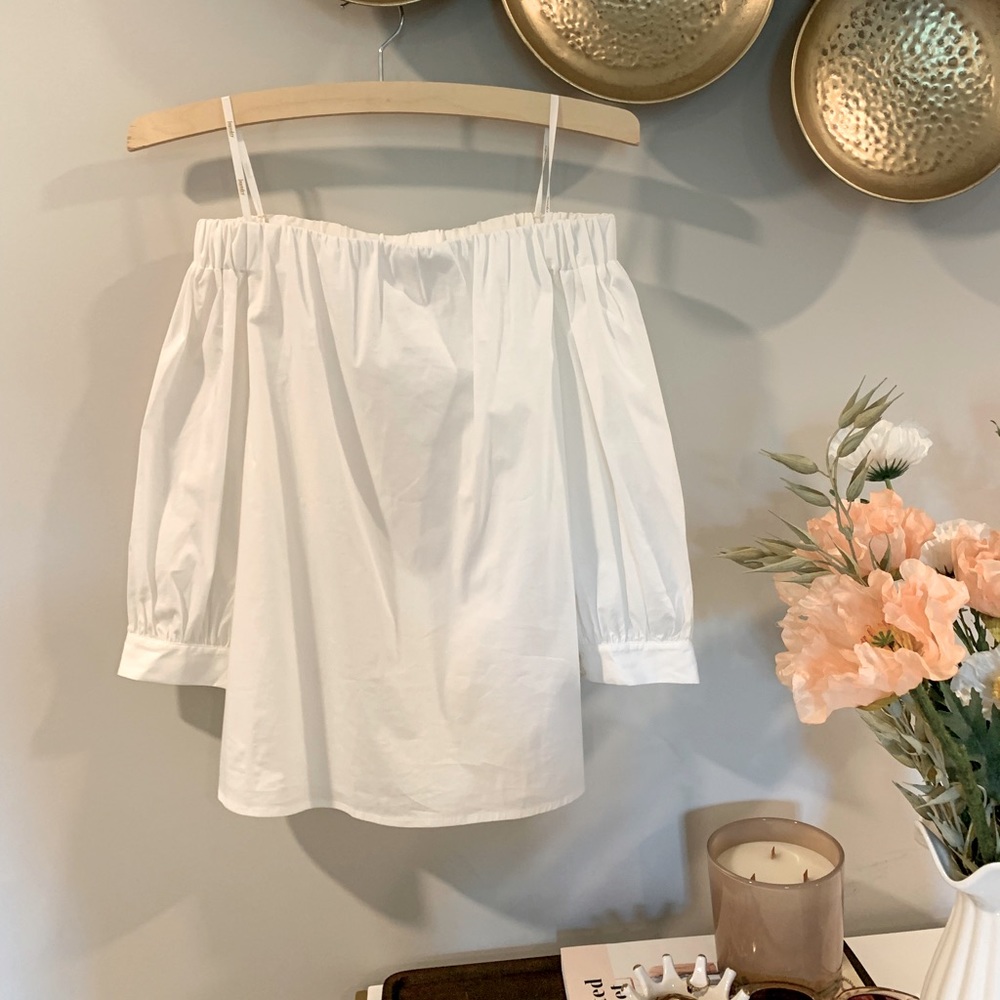White Off The Shoulder Shelli Segal Top
